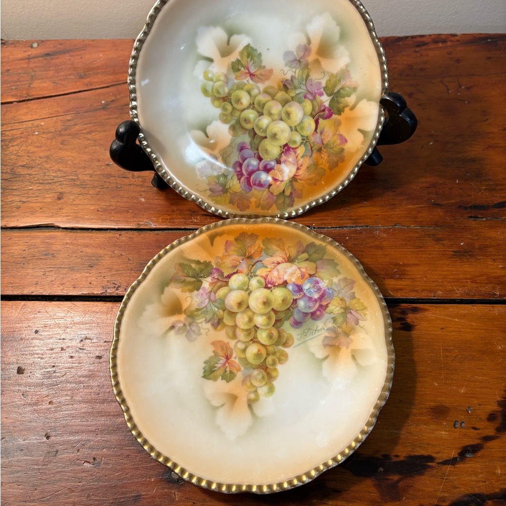 Vintage Royal Rudolstadt Prussia Grape Design Plates Porcelain 6” - Picture 3 of 6